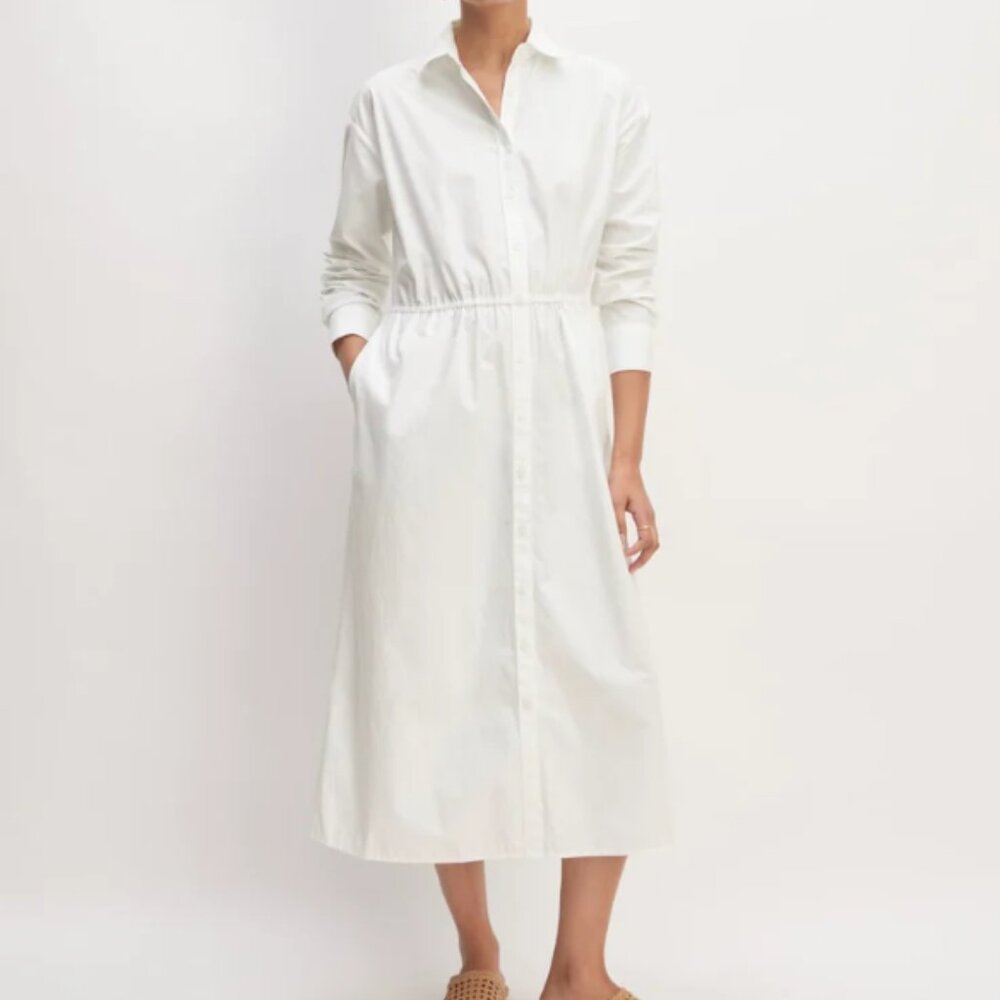 Everlane The Supima Cotton‎ Midi Shirt Dress White Small